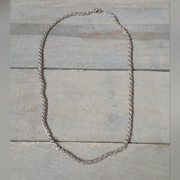 White Gold 14KGP Thick Rope Chain Necklace 22" - Picture 3 of 10